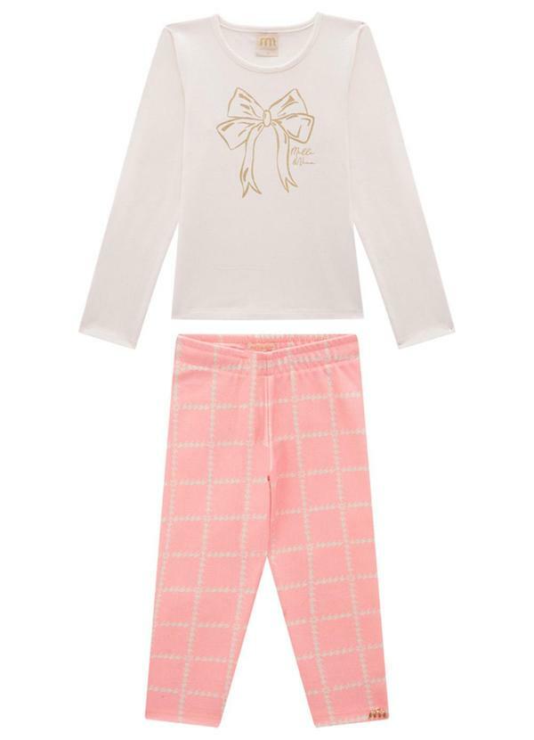 Milli e Nina - Conjunto Blusa e Legging em Tweed Luxo Bege 2