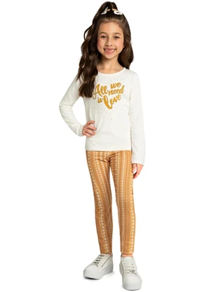 Marlan - Conjunto Blusa e Legging Heart Day Bege - MARLAN