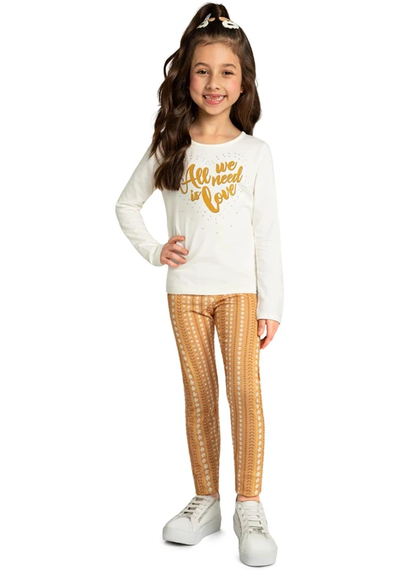 Marlan - Conjunto Blusa e Legging Heart Day Bege