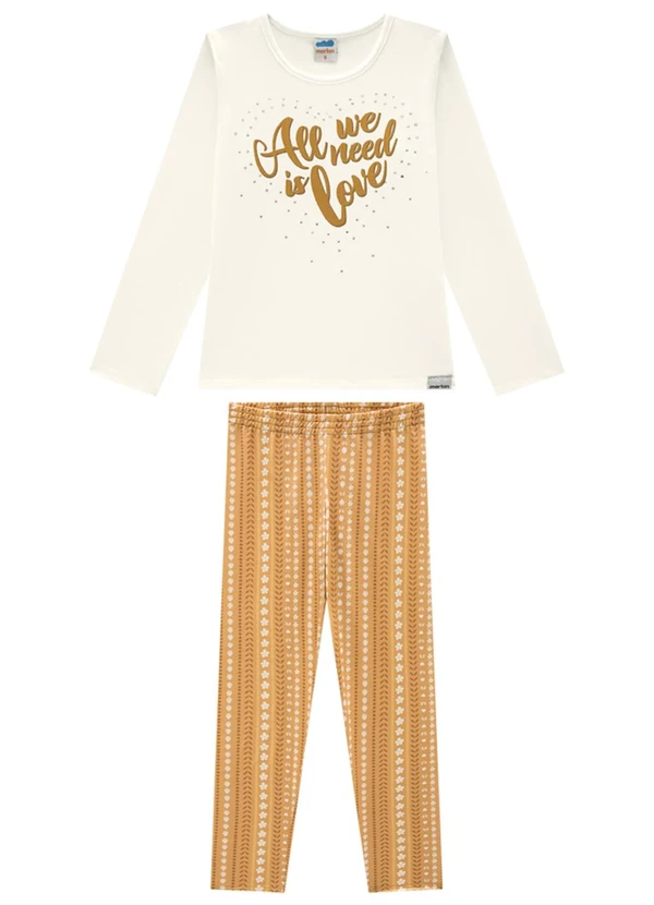 Marlan - Conjunto Blusa e Legging Heart Day Bege 2