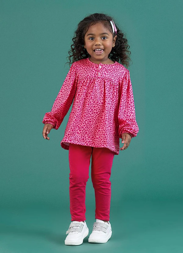 Soft Bonni - Conjunto Blusa e Legging Onça Cereja