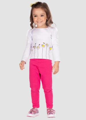 Turminha - Conjunto Blusa e Legging Strass Branco - TURMINHA