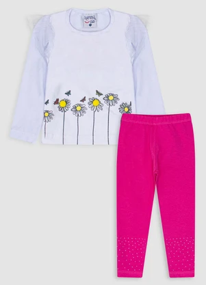 Turminha - Conjunto Blusa e Legging Strass Branco - TURMINHA