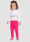 Turminha - Conjunto Blusa e Legging Strass Rosa - variação: Branco