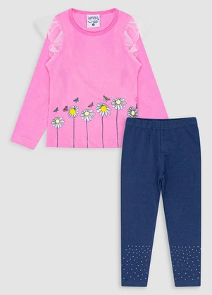 Turminha - Conjunto Blusa e Legging Strass Rosa - TURMINHA