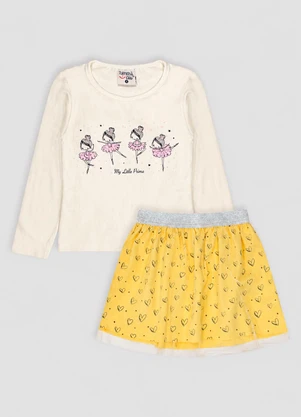 Turminha - Conjunto Blusa e Saia de Tule Amarelo - TURMINHA