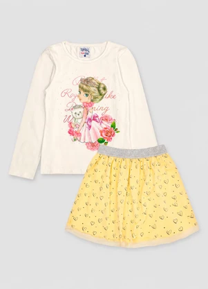 Turminha - Conjunto Blusa e Saia de Tule Amarelo - TURMINHA