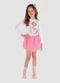 Turminha - Conjunto Blusa e Saia de Tule Rosa - variação: Rosa