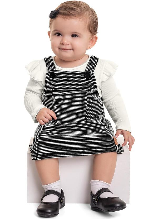 Quimby - Conjunto Blusa e Salopete Bebê Menina Preto