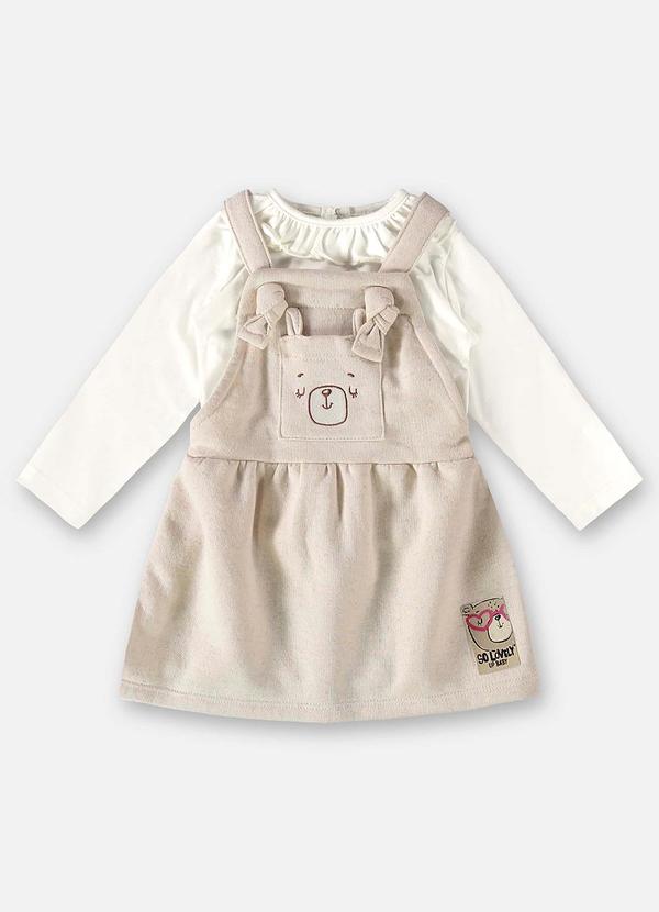 Up Baby - Conjunto Blusa e Salopete Bebê Off White