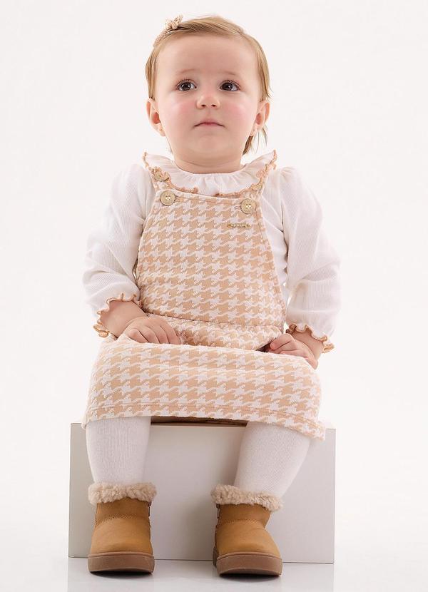 Up Baby - Conjunto Blusa e Salopete Bebê Off White