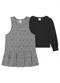 Milli e Nina - Conjunto Blusa e Salopete em Jacquard Rosa - variação: Preto