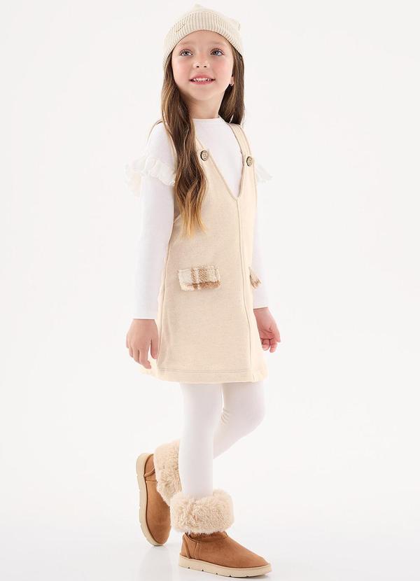 Up Baby - Conjunto Blusa e Salopete Menina Off White