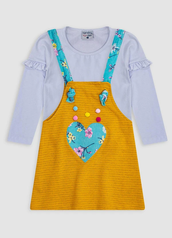 Turminha - Conjunto Blusa e Salopete Moletom Amarelo