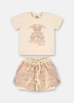 Up Baby - Conjunto Blusa e Short Corta Vento Bege - UP BABY