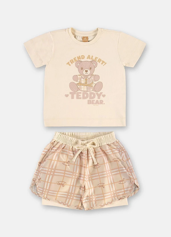 Up Baby - Conjunto Blusa e Short Corta Vento Bege 2