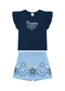 Marlan - Conjunto Blusa e Short-Saia Azul - variação: Azul