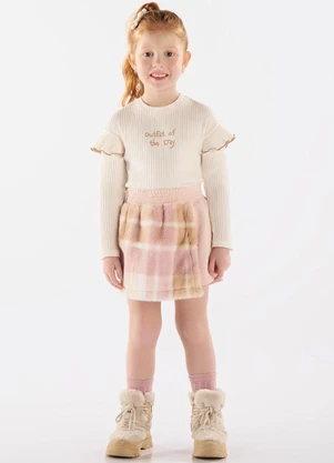 Up Baby - Conjunto Blusa e Short-Saia Bege - UP BABY