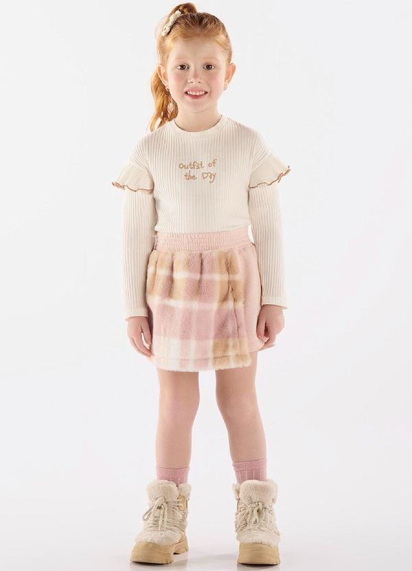Up Baby - Conjunto Blusa e Short-Saia Bege