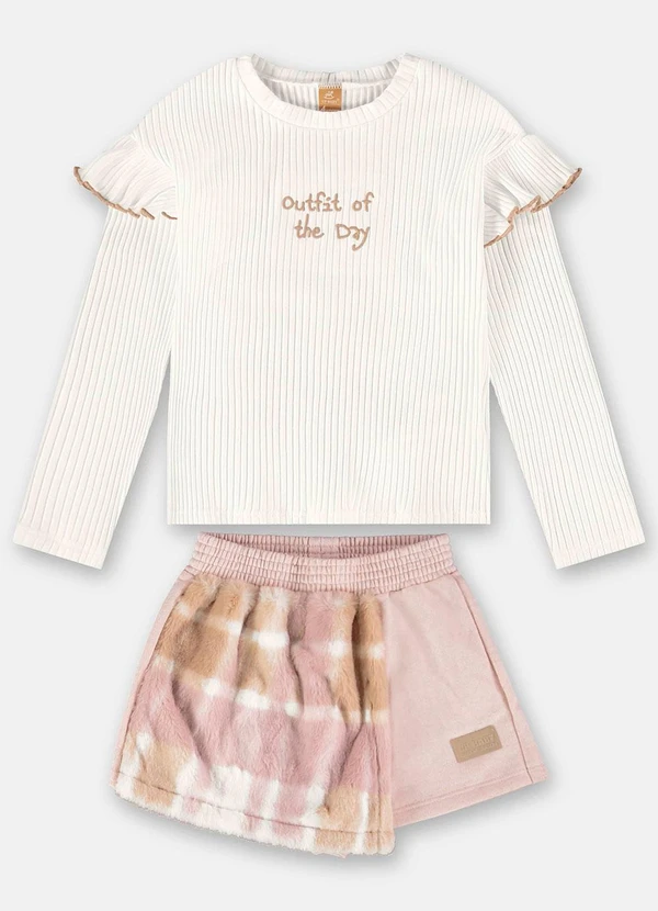 Up Baby - Conjunto Blusa e Short-Saia Bege 2