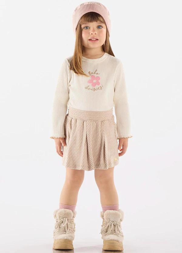 Up Baby - Conjunto Blusa e Short-Saia Bege