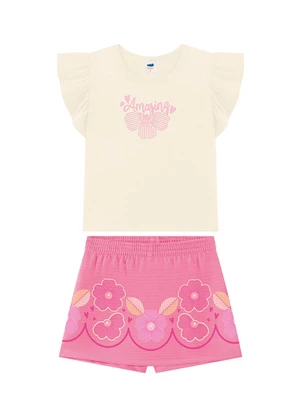 Marlan - Conjunto Blusa e Short-Saia Bege - MARLAN