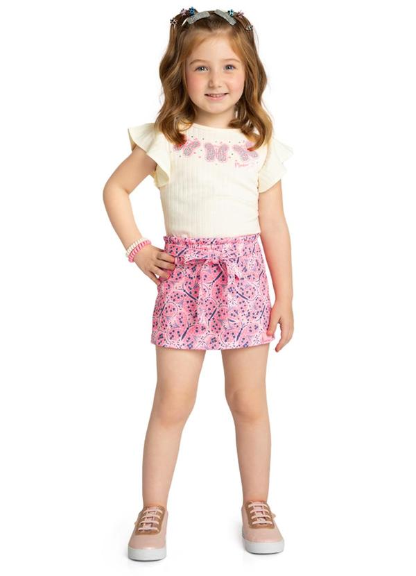 Marlan - Conjunto Blusa e Short-Saia Butterfly Bege