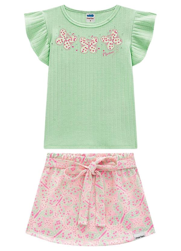 Marlan - Conjunto Blusa e Short-Saia Butterfly Verde