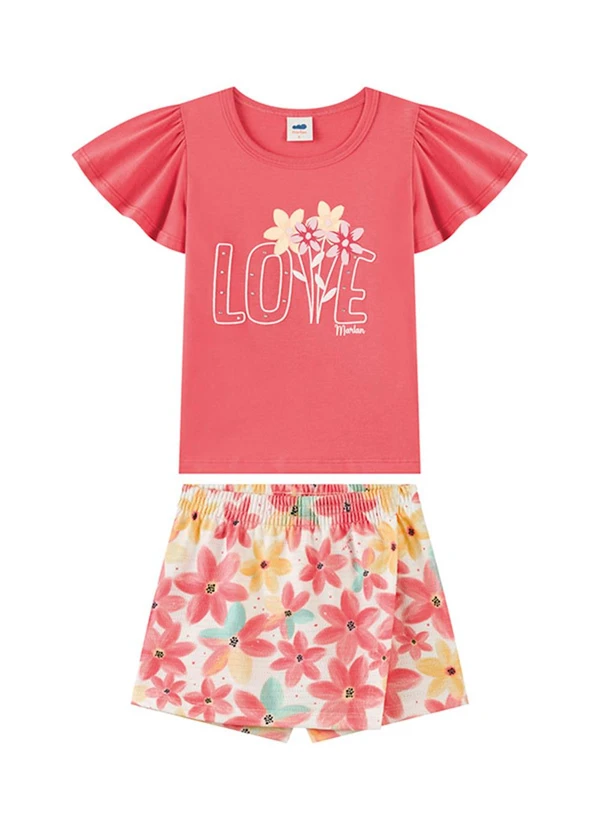 Marlan - Conjunto Blusa e Short-Saia em Cotton Laranja