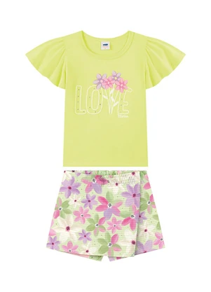 Marlan - Conjunto Blusa e Short-Saia em Cotton Verde - MARLAN