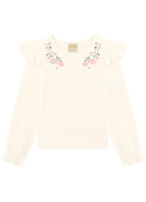Milli e Nina - Conjunto Blusa e Short/Saia em Malha Bege - MILLI E NINA