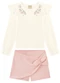 Milli e Nina - Conjunto Blusa e Short/Saia em Malha Bege - variação: Bege