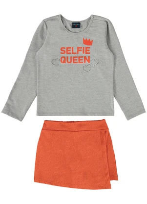 Guloseima - Conjunto Blusa e Short-SaiaCinza - GULOSEIMA