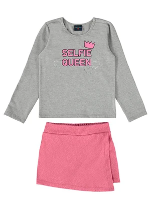 Guloseima - Conjunto Blusa e Short-SaiaCinza - GULOSEIMA