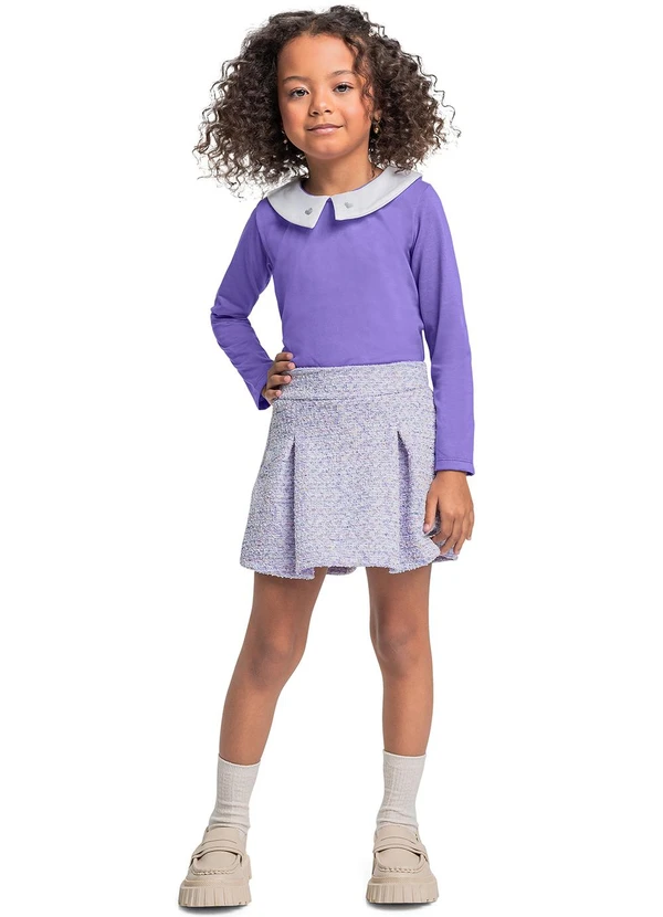 Quimby - Conjunto Blusa e Short-Saia Roxo
