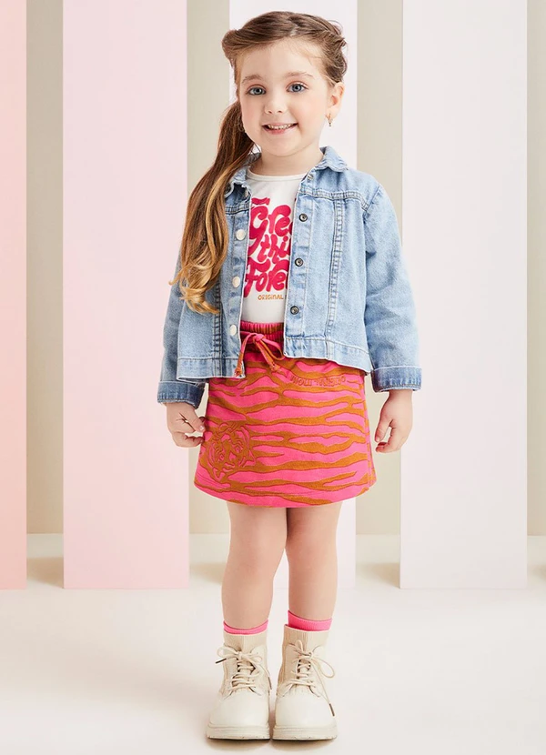 Momi - Conjunto Blusa e Short Saia Tigre Off White