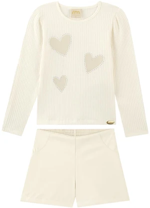 Milli e Nina - Conjunto Blusa e Shorts Bege - MILLI E NINA