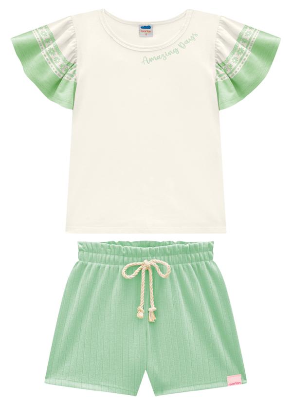 Marlan - Conjunto Blusa e Shorts em Canelado Maxi Bege
