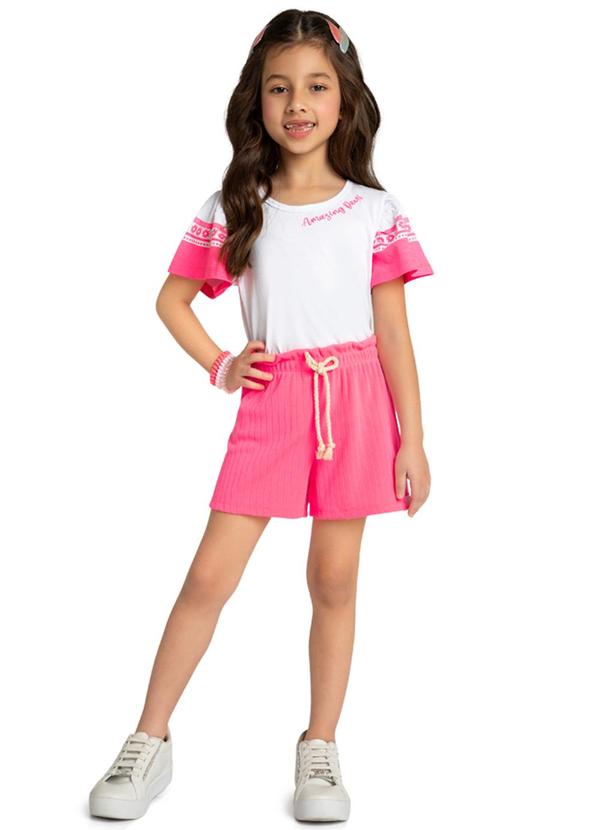 Marlan - Conjunto Blusa e Shorts em Canelado Maxi Branco