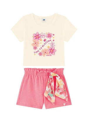 Marlan - Conjunto Blusa e Shorts em Cotton Bege - MARLAN
