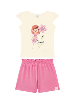 Marlan - Conjunto Blusa e Shorts em Cotton Bege - MARLAN