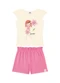 Marlan - Conjunto Blusa e Shorts em Cotton Laranja - variação: Bege