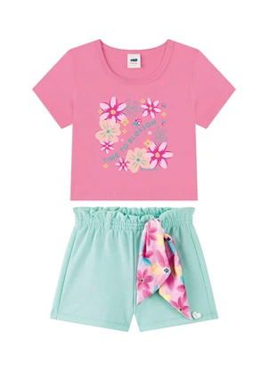 Marlan - Conjunto Blusa e Shorts em Cotton Rosa - MARLAN