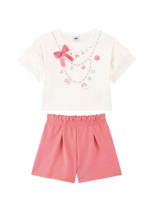 Marlan - Conjunto Blusa e Shorts em Gorgurinho Bege - MARLAN