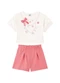 Marlan - Conjunto Blusa e Shorts em Gorgurinho Rosa - variação: Bege