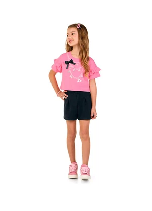 Marlan - Conjunto Blusa e Shorts em Gorgurinho Rosa - MARLAN