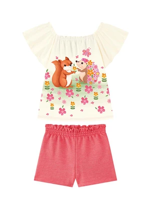 Marlan - Conjunto Blusa e Shorts em Moletinho Bege - MARLAN