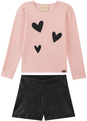 Milli e Nina - Conjunto Blusa e Shorts Rosa - MILLI E NINA