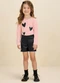 Milli e Nina - Conjunto Blusa e Shorts Bege - variação: Rosa