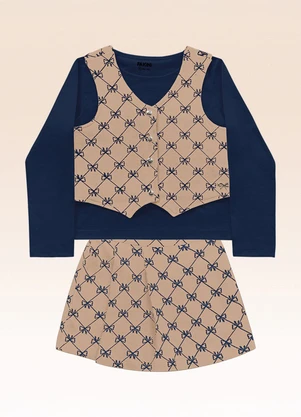 Fakini Kids - Conjunto Blusa e Shorts Saia e Colete Azul - FAKINI KIDS